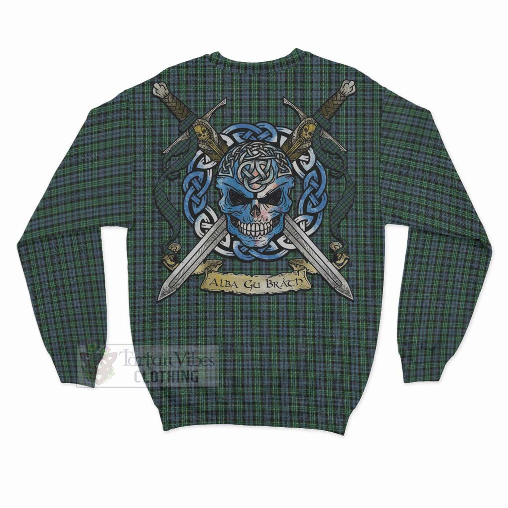 Tartan Vibes Clothing Arbuthnot Tartan Sweatshirt with Family Crest Celtic Skull Style