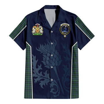 Arbuthnot Tartan Short Sleeve Button Up Shirt with Family Crest and Scottish Thistle Vibes Sport Style
