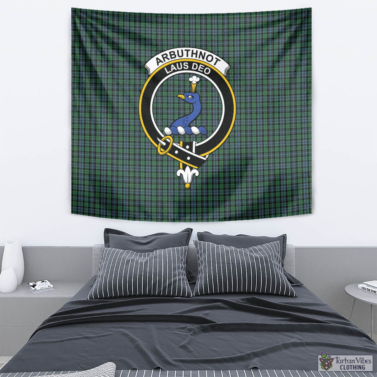 Tartan Vibes Clothing Arbuthnot Tartan Tapestry Wall Hanging and Home Decor for Room with Family Crest