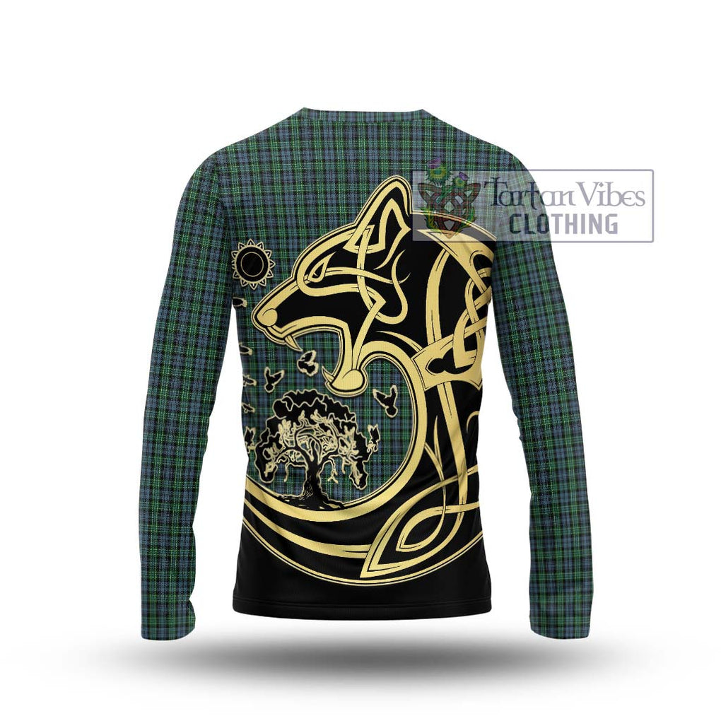 Arbuthnot Tartan Long Sleeve T-Shirt with Family Crest Celtic Wolf Style - Tartan Vibes Clothing