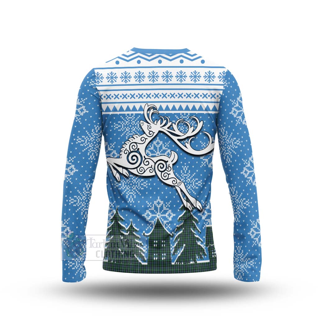 Tartan Vibes Clothing Arbuthnot Clan Christmas Long Sleeve T-Shirt Celtic Reindeer Style