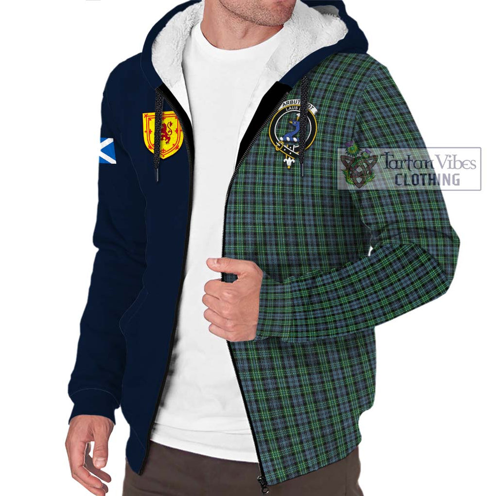 Tartan Vibes Clothing Arbuthnot Tartan Sherpa Hoodie with Scottish Lion Royal Arm Half Style