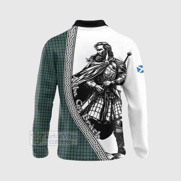 Arbuthnot Tartan Clan Crest Long Sleeve Polo Shirt with Highlander Warrior Celtic Style - Tartan Vibes Clothing
