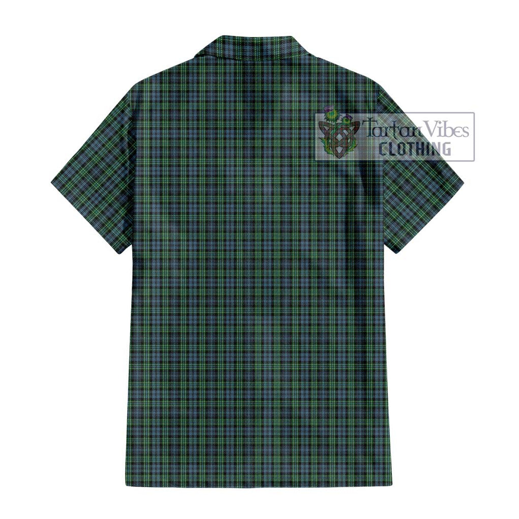 Arbuthnot Tartan Short Sleeve Button Shirt with Family Crest DNA In Me Style - Tartanvibesclothing Shop