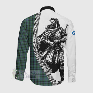 Arbuthnot Tartan Clan Crest Long Sleeve Button Shirt with Highlander Warrior Celtic Style