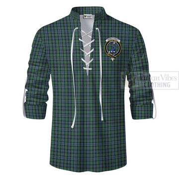 Arbuthnot Tartan Ghillie Kilt Shirt with Family Crest and Bearded Skull Holding Bottles of Whiskey - Tartan Vibes Clothing