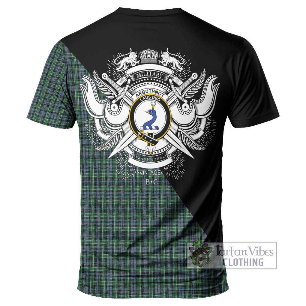 Arbuthnot Tartan T-Shirt with Family Crest and Military Logo Style - Tartanvibesclothing Shop