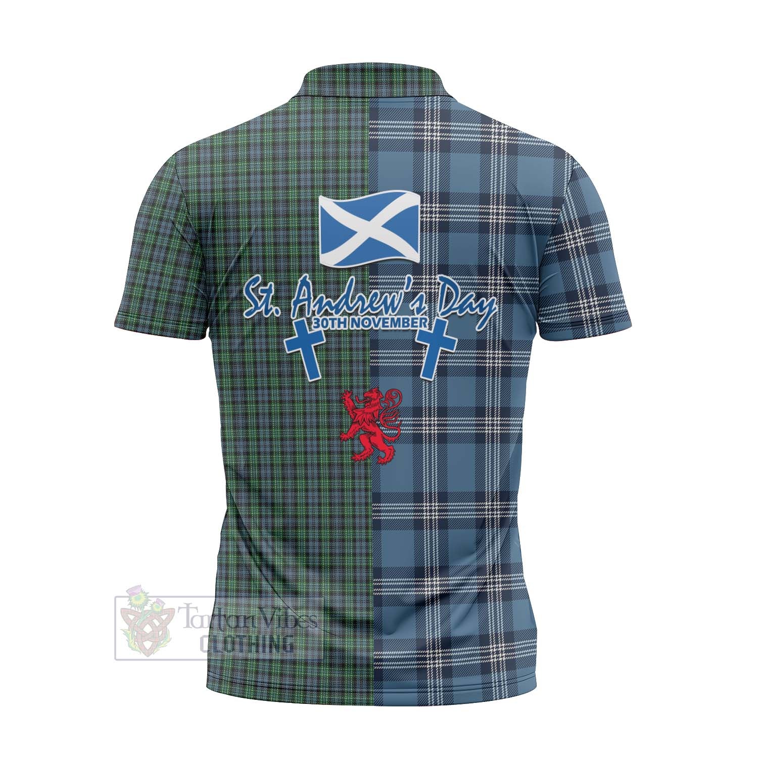 Tartan Vibes Clothing Arbuthnot Tartan Zipper Polo Shirt Happy St. Andrew's Day Half Tartan Style