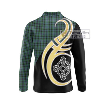 Arbuthnot Tartan Long Sleeve Polo Shirt with Family Crest and Celtic Symbol Style