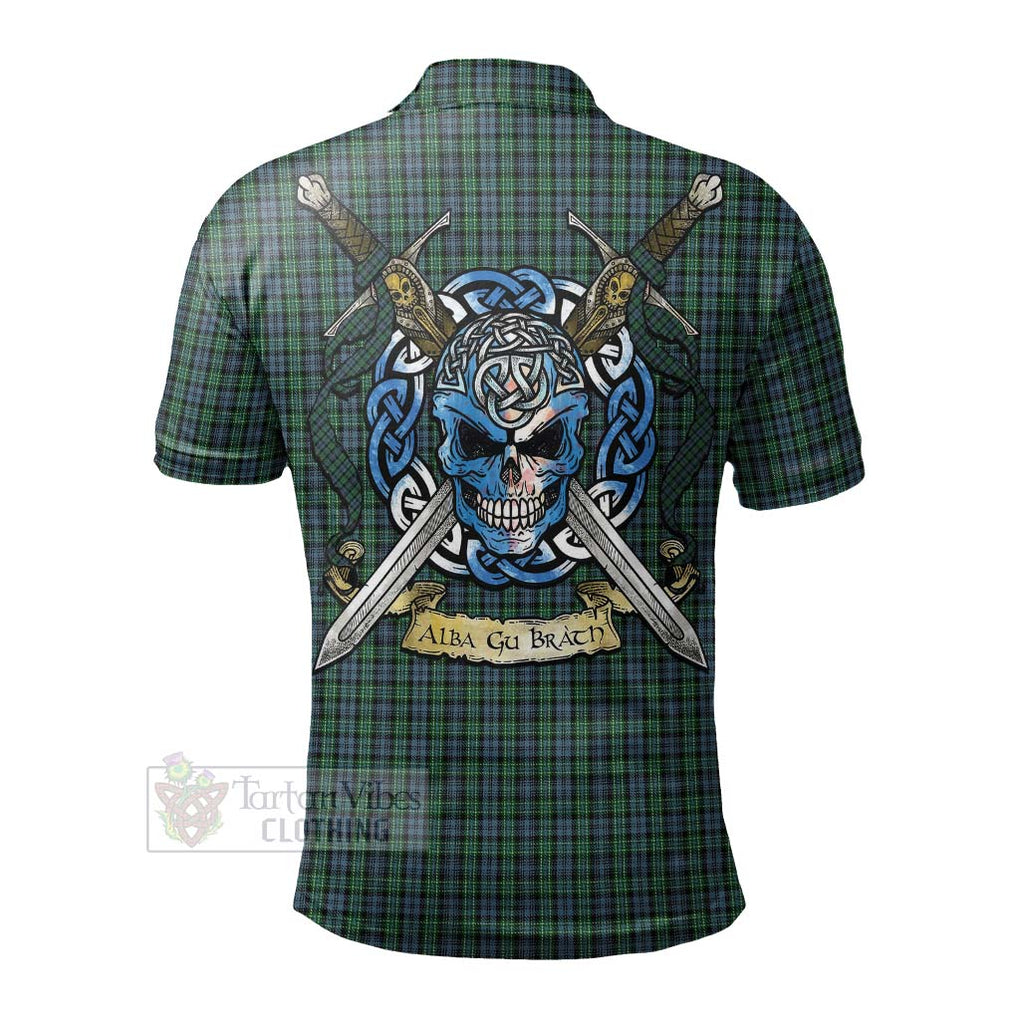 Arbuthnot Tartan Polo Shirt with Family Crest Celtic Skull Style - Tartan Vibes Clothing