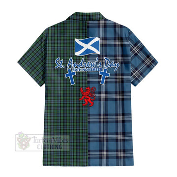 Arbuthnot Tartan Short Sleeve Button Shirt Happy St. Andrew's Day Half Tartan Style