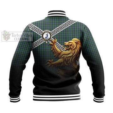 Arbuthnot Crest Tartan Baseball Jacket with Golden Lion Emblem Celtic Style - Tartan Vibes Clothing