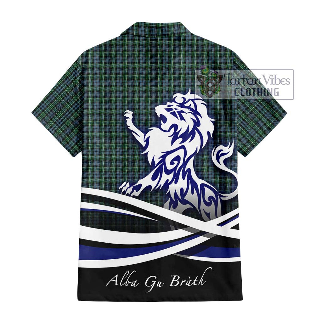 Arbuthnot Tartan Short Sleeve Button Shirt with Alba Gu Brath Regal Lion Emblem - Tartanvibesclothing Shop