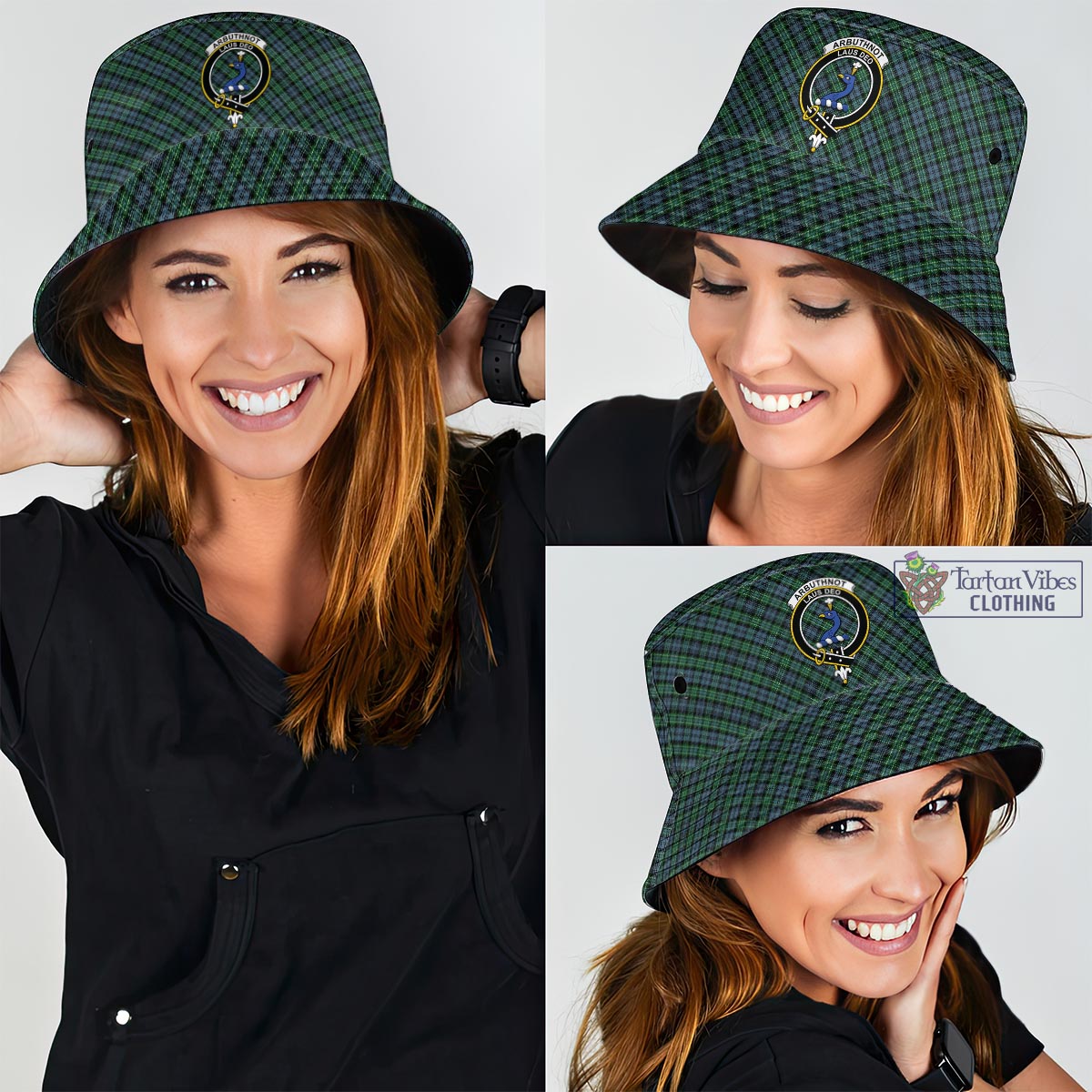 Tartan Vibes Clothing Arbuthnot Tartan Bucket Hat with Family Crest