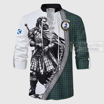 Arbuthnot Tartan Clan Crest Ghillie Kilt Shirt with Highlander Warrior Celtic Style - Tartan Vibes Clothing