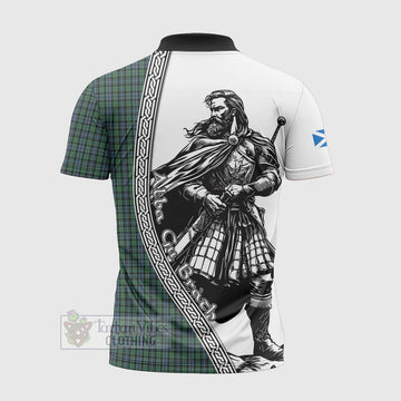 Arbuthnot Tartan Clan Crest Zipper Polo Shirt with Highlander Warrior Celtic Style - Tartan Vibes Clothing