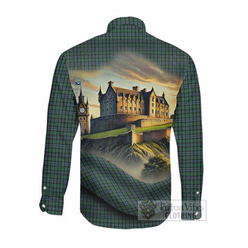 Arbuthnot Tartan Family Crest Long Sleeve Button Shirt with Scottish Ancient Castle Style Men's Shirt - Tartan Vibes Clothing
