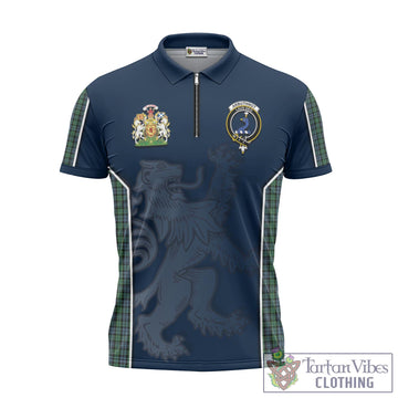 Arbuthnot Tartan Zipper Polo Shirt with Family Crest and Lion Rampant Vibes Sport Style