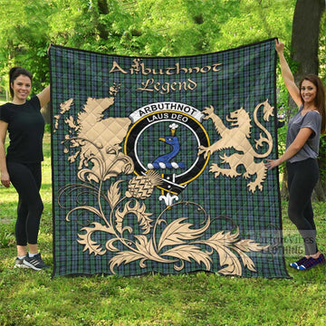 Arbuthnot Tartan Quilt with Family Crest and Scottish Symbol Style