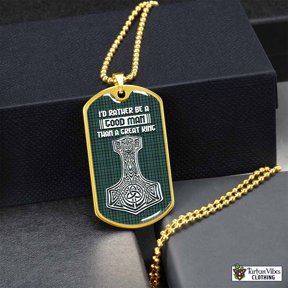 Arbuthnot Tartan Dog Tag Necklace Viking Mjolnir Style Gold No - Tartan Vibes Clothing