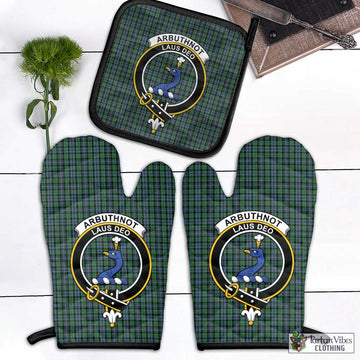 Arbuthnot Tartan Combo Oven Mitt & Pot-Holder with Family Crest Black - Tartan Vibes Clothing