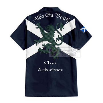 Arbuthnot Tartan Lion Rampant Hawaiian Shirt Proudly Display Your Heritage with Alba Gu Brath and Clan Name - Tartan Vibes Clothing