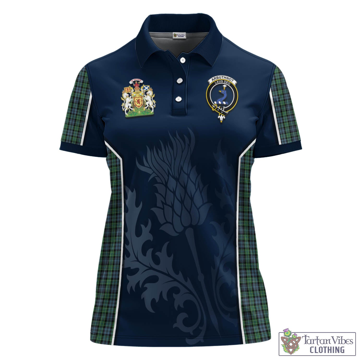 Tartan Vibes Clothing Arbuthnot Tartan Women's Polo Shirt with Family Crest and Scottish Thistle Vibes Sport Style