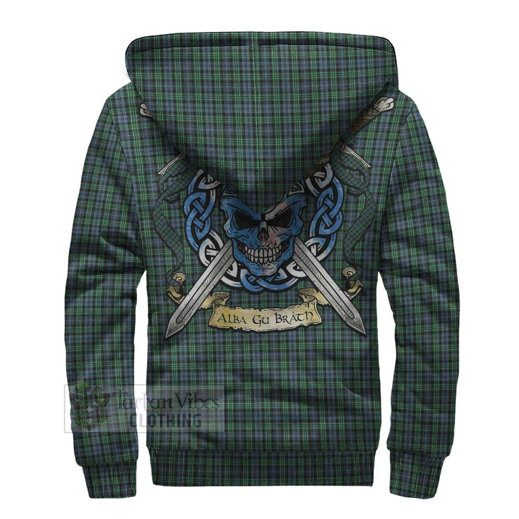 Tartan Vibes Clothing Arbuthnot Tartan Sherpa Hoodie with Family Crest Celtic Skull Style