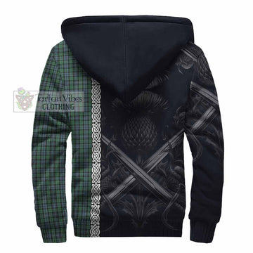 Arbuthnot Tartan Sherpa Hoodie with Family Crest Cross Sword Thistle Celtic Vibes - Tartan Vibes Clothing