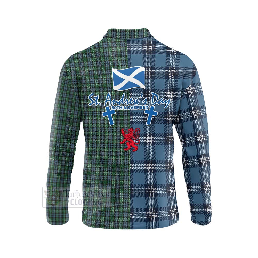 Tartan Vibes Clothing Arbuthnot Tartan Long Sleeve Polo Shirt Happy St. Andrew's Day Half Tartan Style