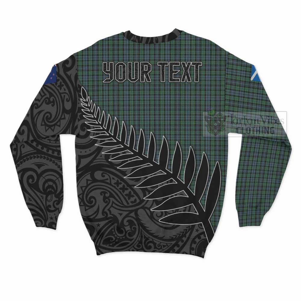 Tartan Vibes Clothing Arbuthnot Crest Tartan Sweatshirt with New Zealand Silver Fern Half Style