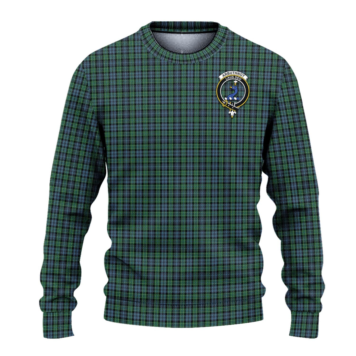 Arbuthnot Tartan Knitted Sweater with Family Crest - Tartanvibesclothing