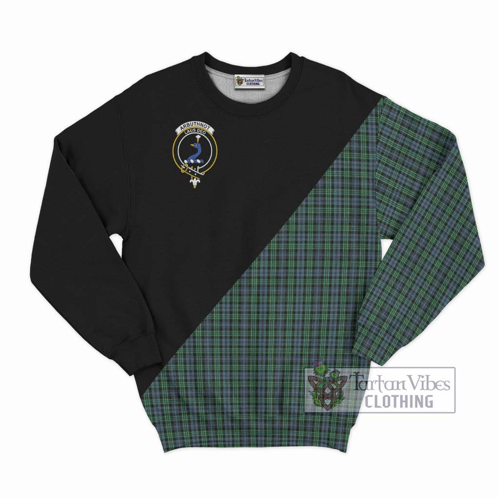 Arbuthnot Tartan Sweatshirt with Family Crest and Military Logo Style - Tartanvibesclothing Shop