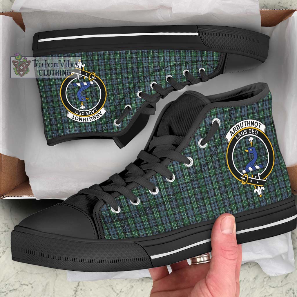 Arbuthnot Tartan High Top Shoes with Family Crest - Tartan Vibes Clothing