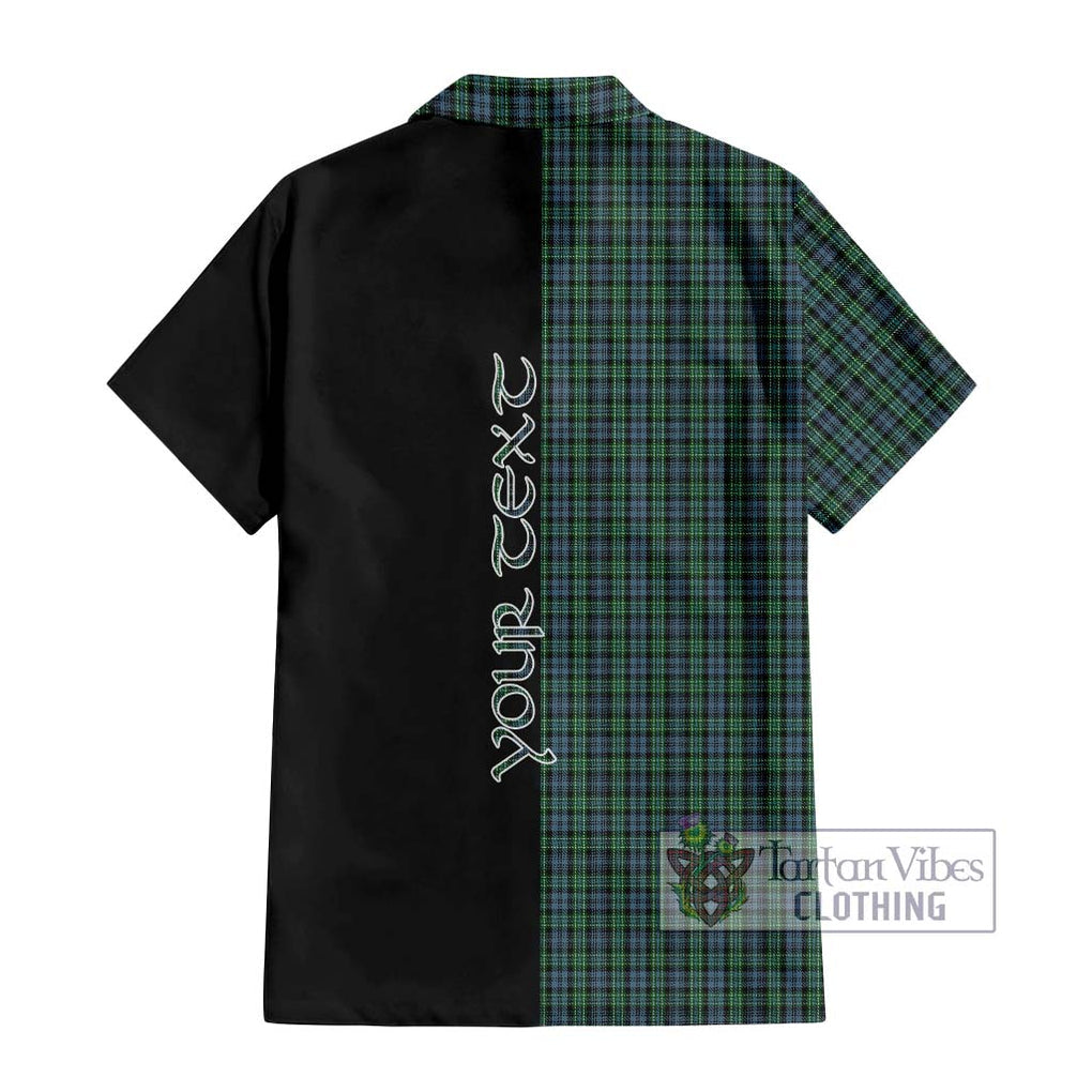 Arbuthnot Tartan Short Sleeve Button Shirt with Family Crest and Half Of Me Style - Tartanvibesclothing Shop