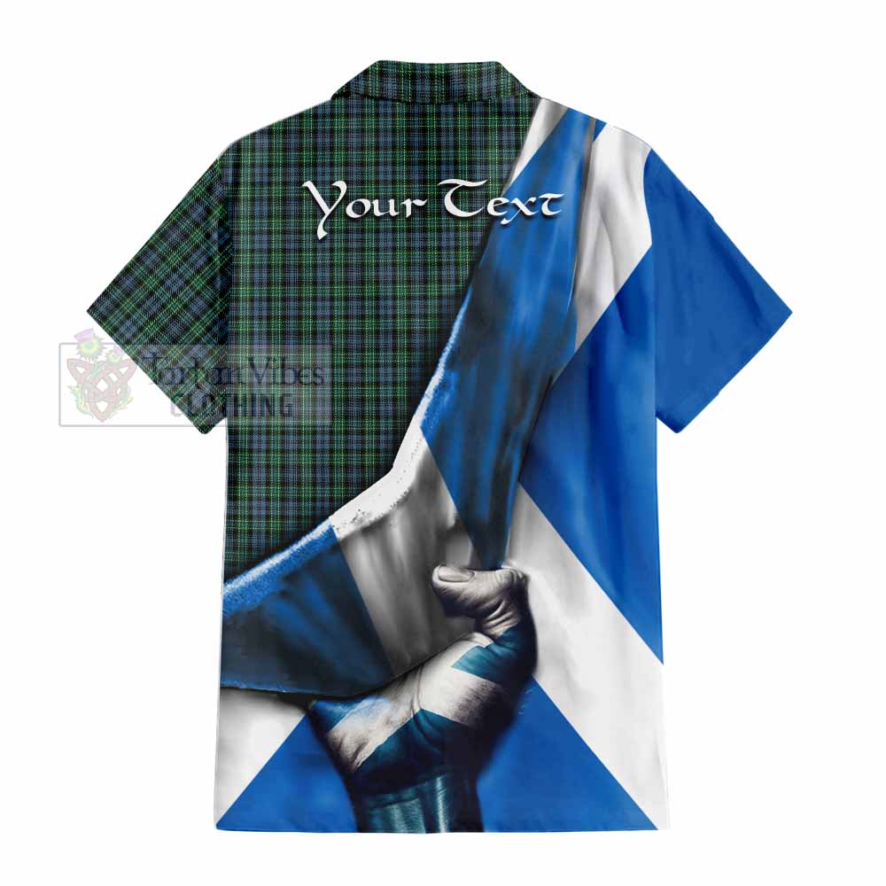 Tartan Vibes Clothing Arbuthnot Tartan Short Sleeve Button Shirt with Family Crest Scotland Patriotic Style