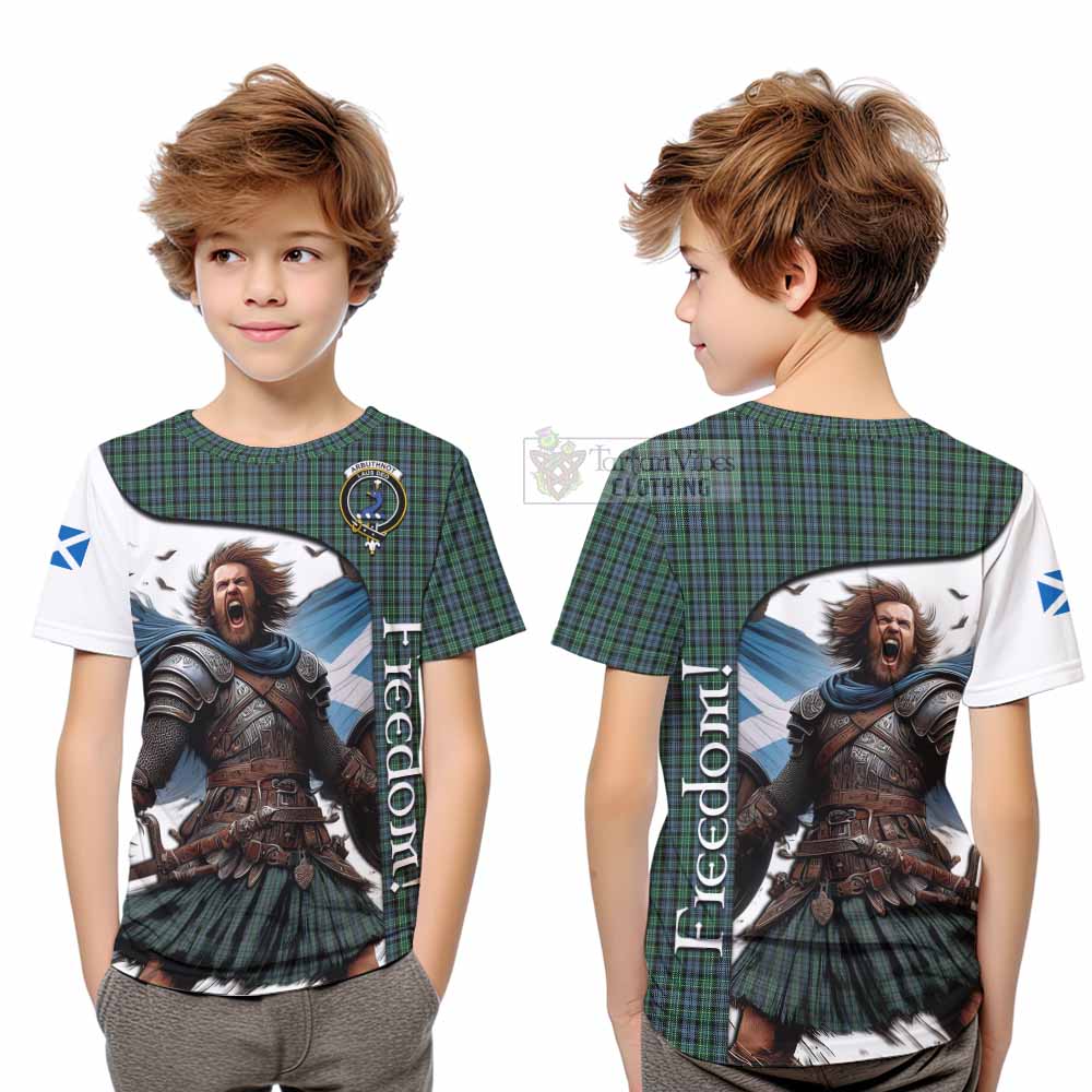 Tartan Vibes Clothing Arbuthnot Crest Tartan Kid T-Shirt Inspired by the Freedom of Scottish Warrior