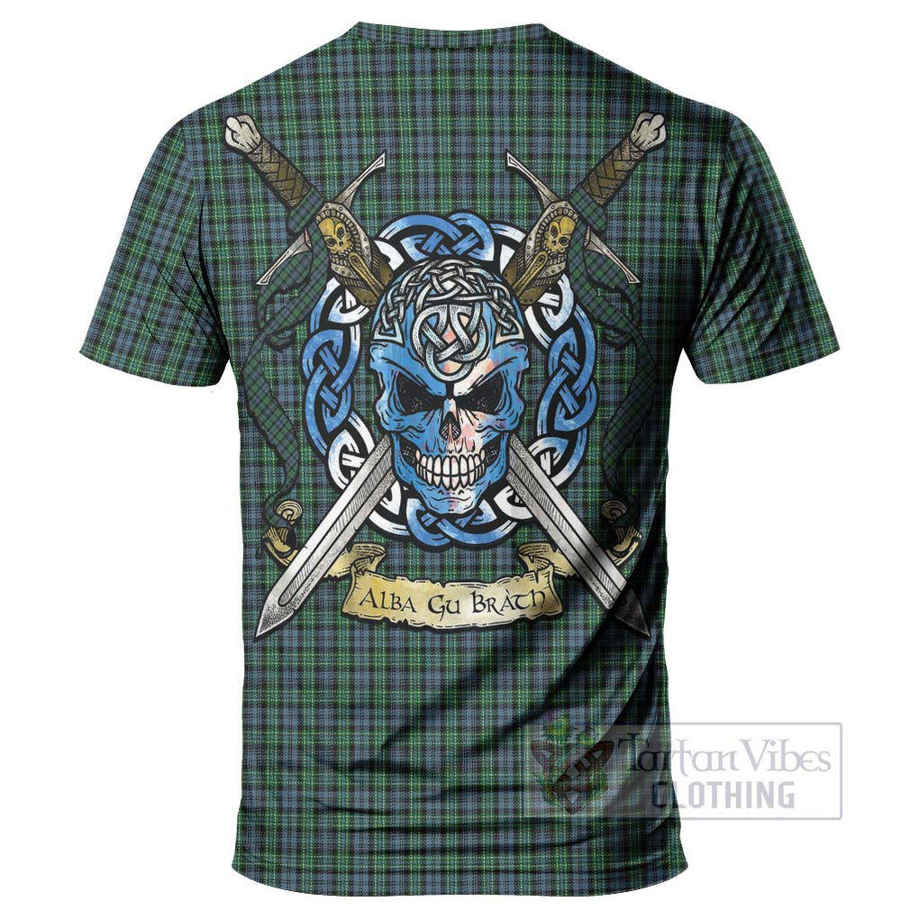 Tartan Vibes Clothing Arbuthnot Tartan T-Shirt with Family Crest Celtic Skull Style