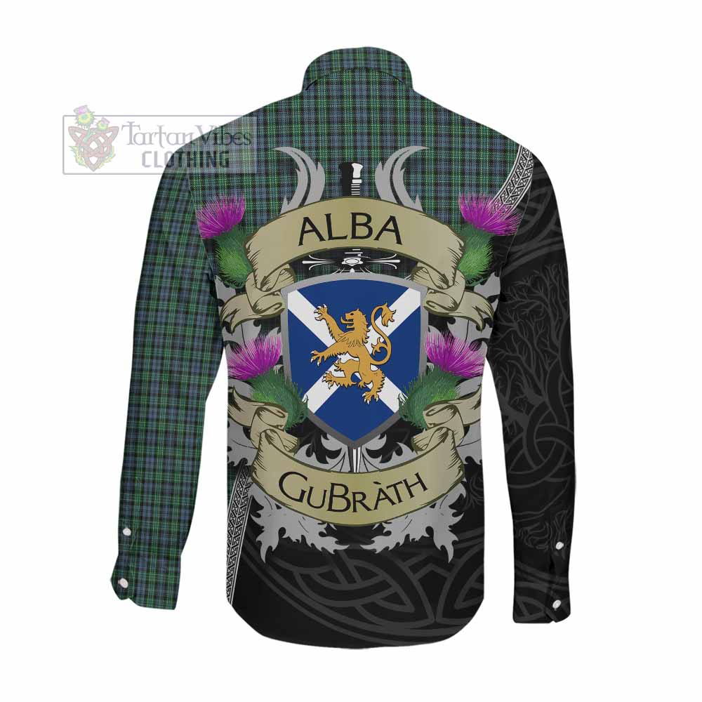 Arbuthnot Tartan Family Crest Long Sleeve Button Shirt Lion Rampant Royal Thistle Shield Celtic Inspired Men's Shirt - Tartan Vibes Clothing