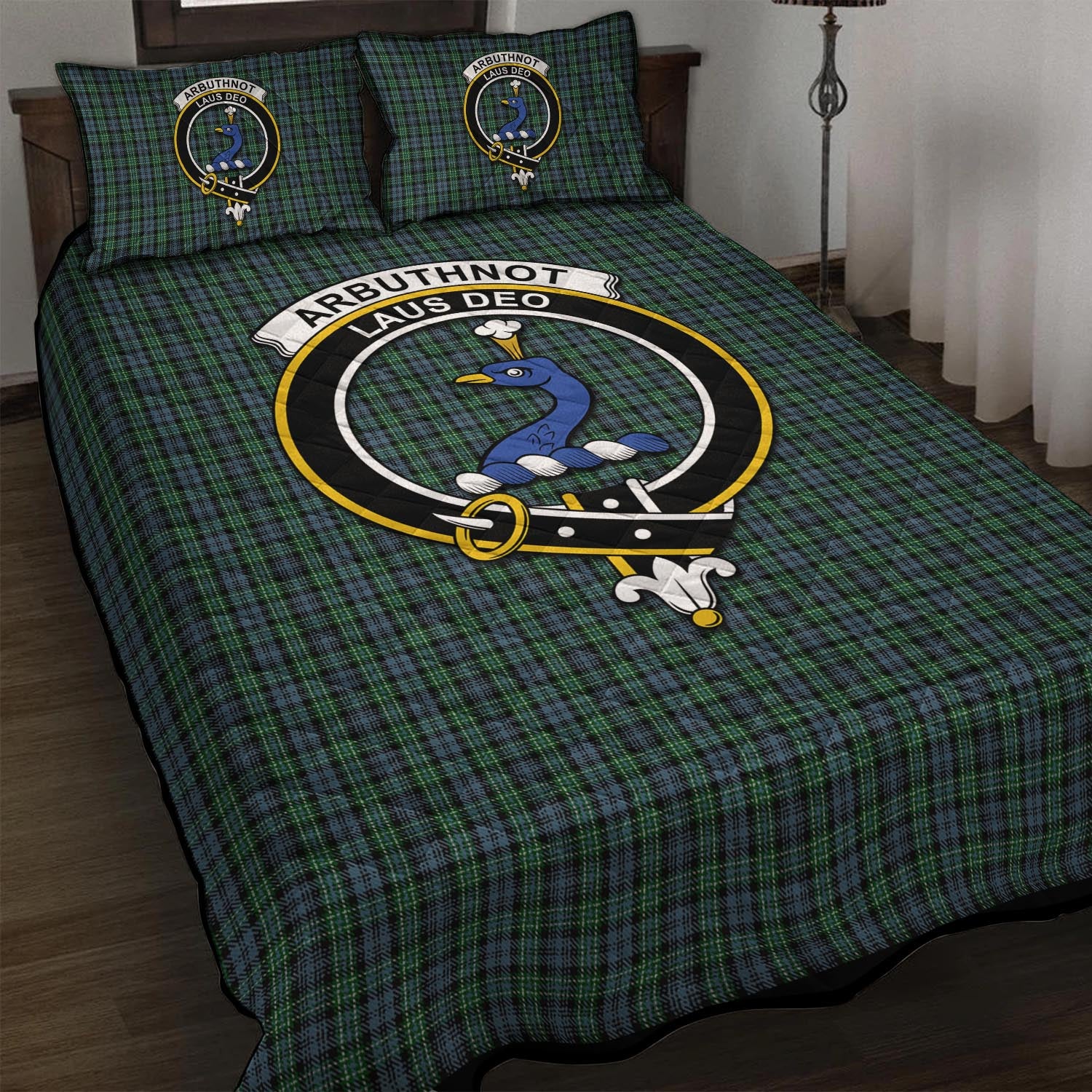 Arbuthnot Tartan Quilt Bed Set with Family Crest - Tartan Vibes Clothing