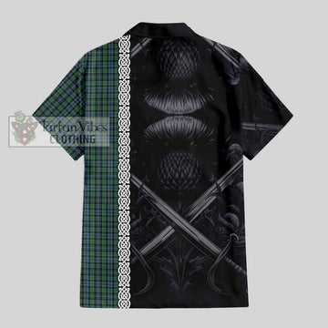 Arbuthnot Tartan Hawaiian Shirt with Family Crest Cross Sword Thistle Celtic Vibes - Tartan Vibes Clothing