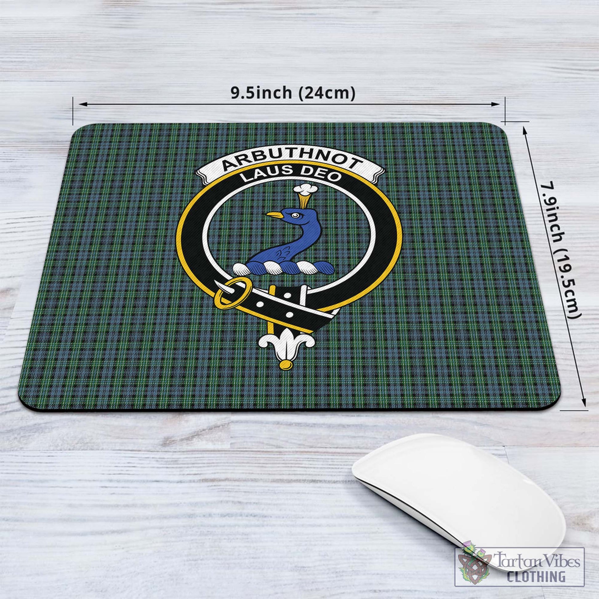 Tartan Vibes Clothing Arbuthnot Tartan Mouse Pad with Family Crest