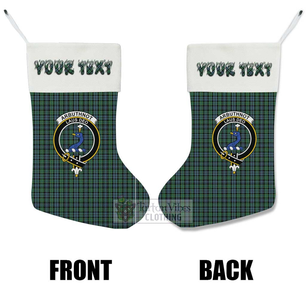 Tartan Vibes Clothing Arbuthnot Tartan Family Crest Christmas Stocking with Personalized Text