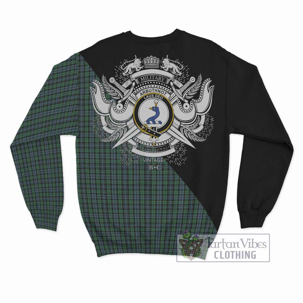 Arbuthnot Tartan Sweatshirt with Family Crest and Military Logo Style - Tartanvibesclothing Shop