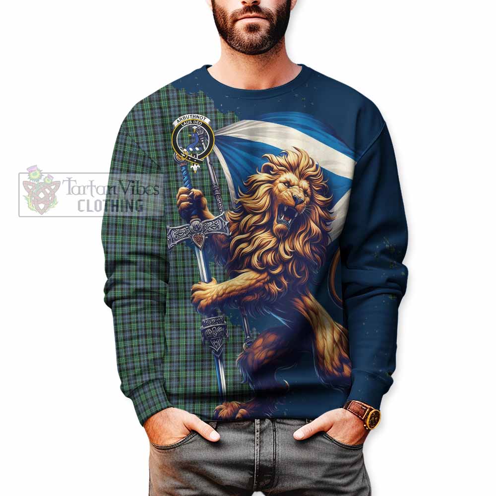 Tartan Vibes Clothing Arbuthnot Tartan Family Crest Sweatshirt with Scottish Majestic Lion