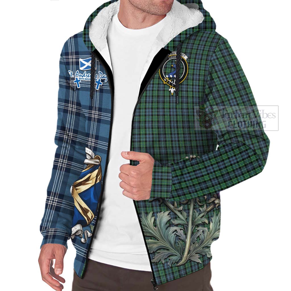 Tartan Vibes Clothing Arbuthnot Tartan Sherpa Hoodie Happy St. Andrew's Day Half Tartan Style