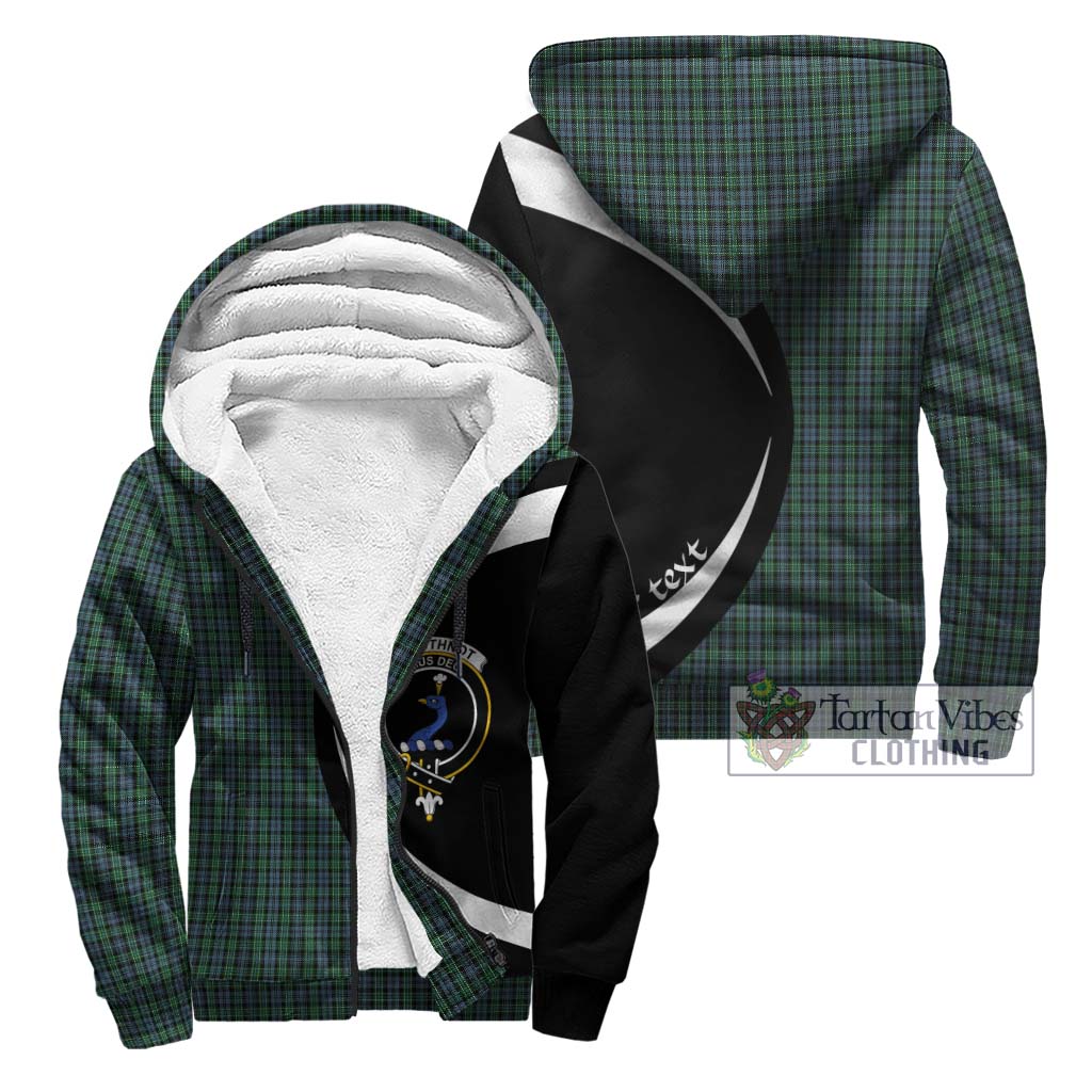 Arbuthnot Tartan Sherpa Hoodie with Family Crest Circle Style Unisex - Tartan Vibes Clothing