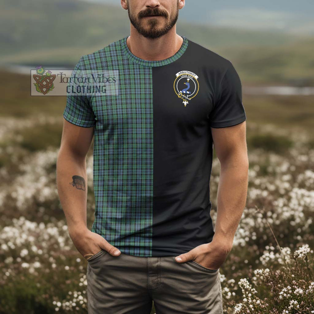 Arbuthnot Tartan T-Shirt with Family Crest and Half Of Me Style - Tartanvibesclothing Shop