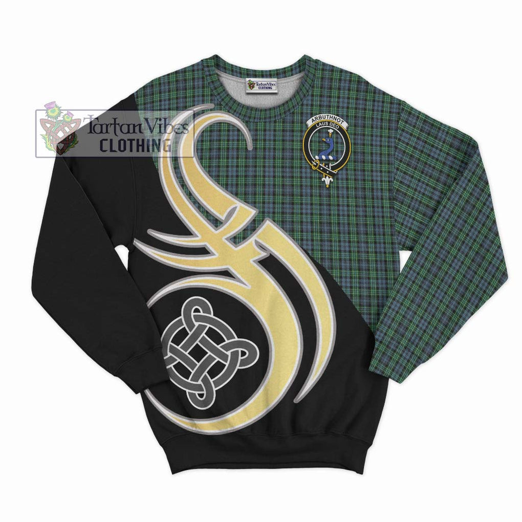 Arbuthnot Tartan Sweatshirt with Family Crest and Celtic Symbol Style - Tartan Vibes Clothing