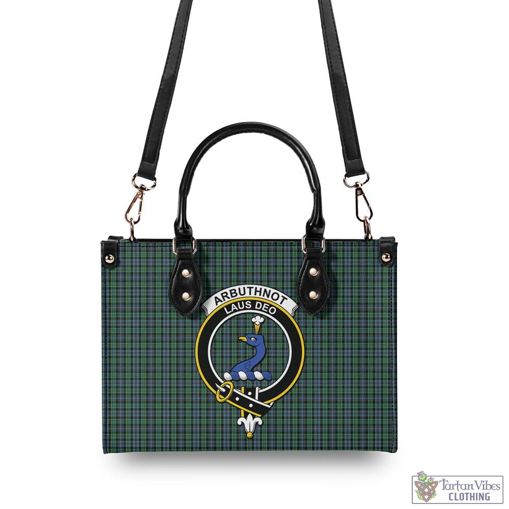 Tartan Vibes Clothing Arbuthnot Tartan Luxury Leather Handbags with Family Crest